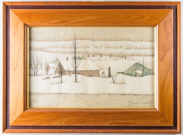 ■ 福井良之助|雪の朝|木版画|サイン、印有 芸艸堂発行|師:島野重之，自由美術協会展|真作保証|m109|Ryonosuke Fukui