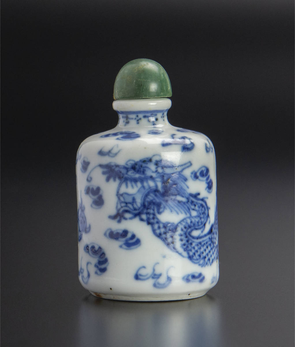 清 青花龍紋鼻烟壺 鼻煙壺 中国 古美術