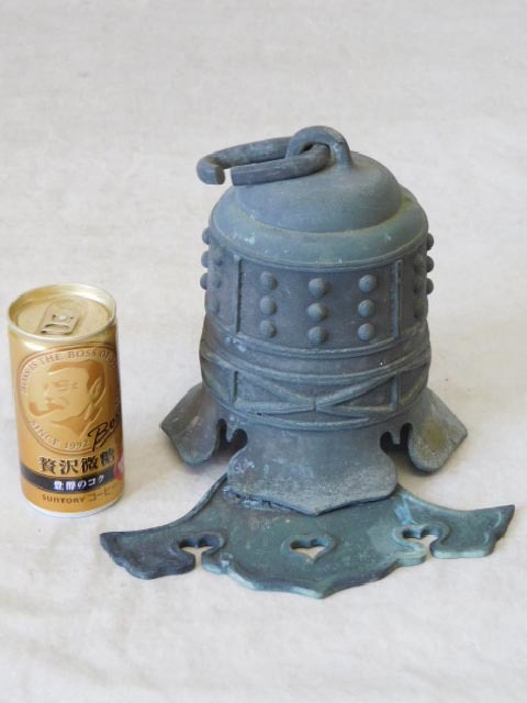 時代【銅器 釣鐘】仏教美術 青銅 重さ約2kg 半鐘 釣鐘 仏教美術 銅鐘
