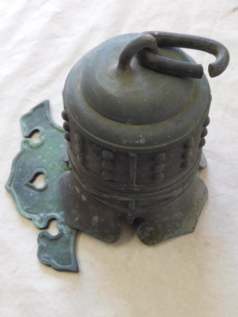 時代【銅器 釣鐘】仏教美術 青銅 重さ約2kg 半鐘 釣鐘 仏教美術 銅鐘