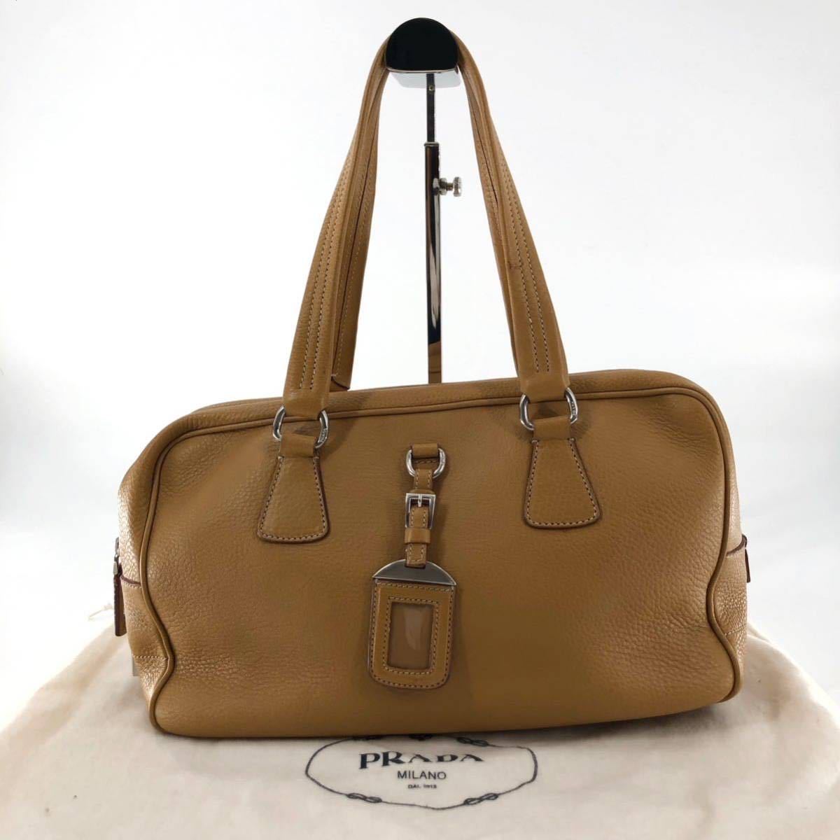 美品 PRADA プラダ トートバッグ ハンドバッグ 三角プレート ロゴ 