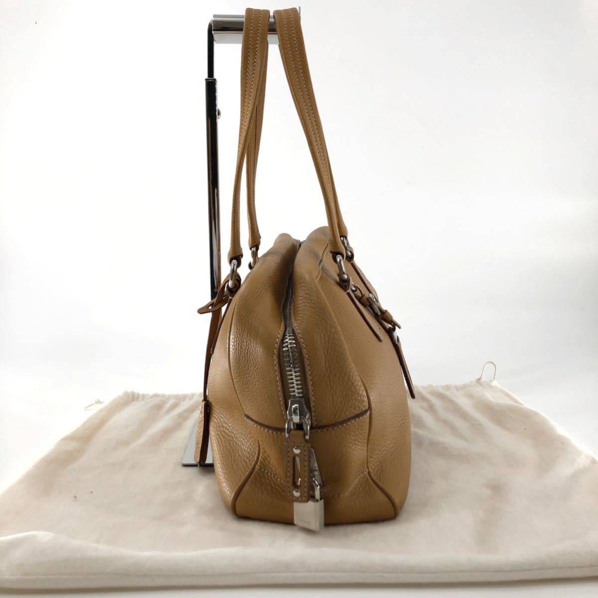 美品 PRADA プラダ トートバッグ ハンドバッグ 三角プレート ロゴ 