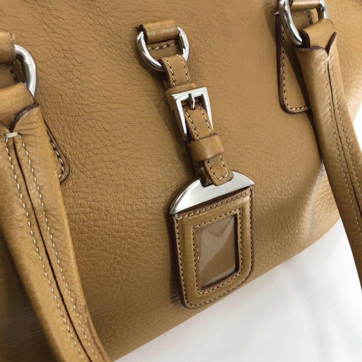美品 PRADA プラダ トートバッグ ハンドバッグ 三角プレート ロゴ 