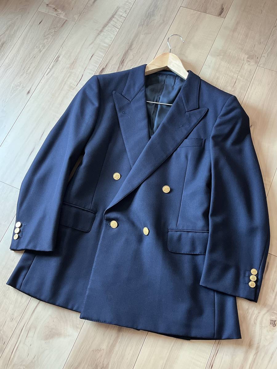 Burberrys バーバリー 紺ブレ ダブル 金ボタン ブレザー XL BURBERRY金