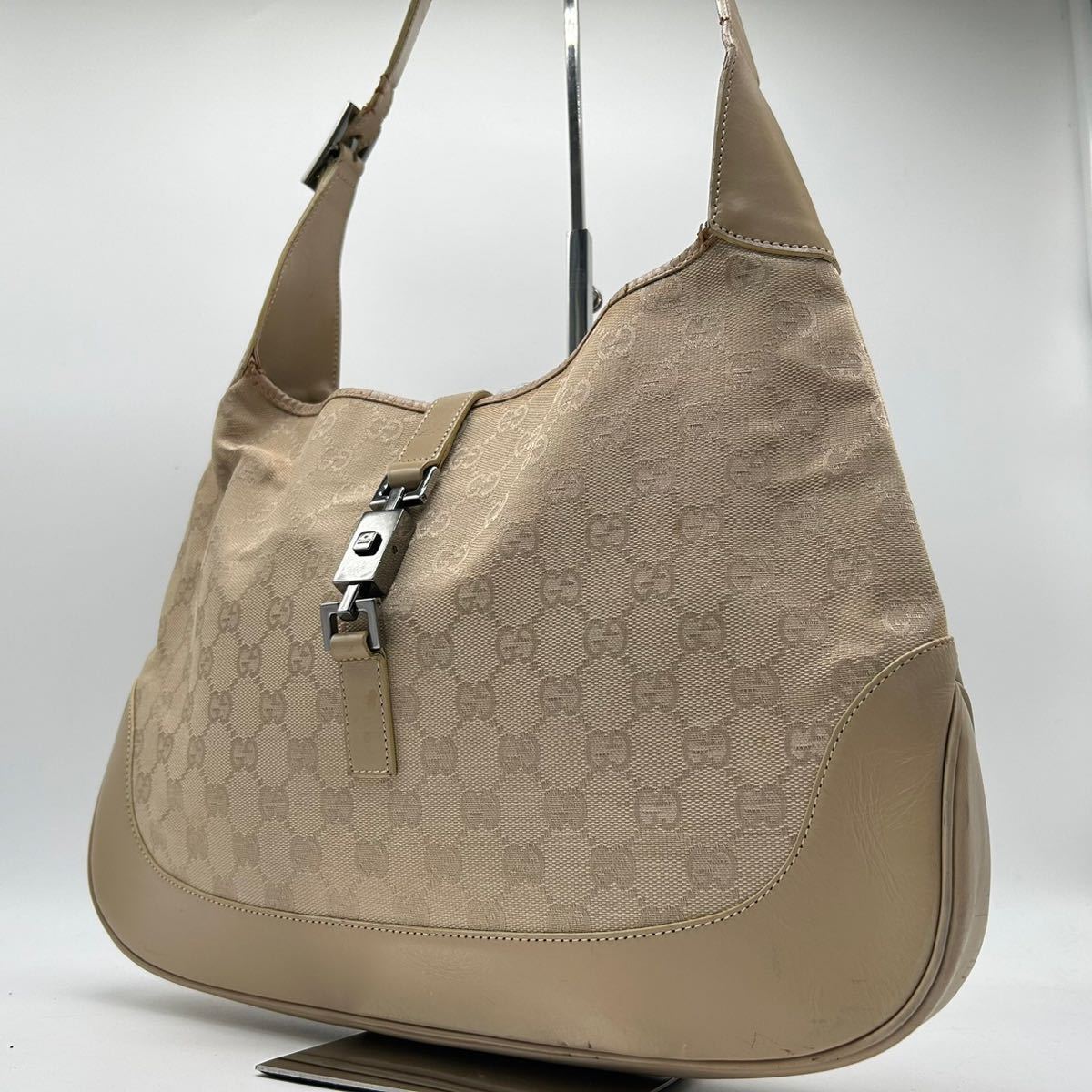 1円 希少モデル 大人気 グッチ GUCCI ハンドバッグ ショルダー ジャッキー GGキャンバス レザー 本革 肩掛け ホーボー レディース 鞄