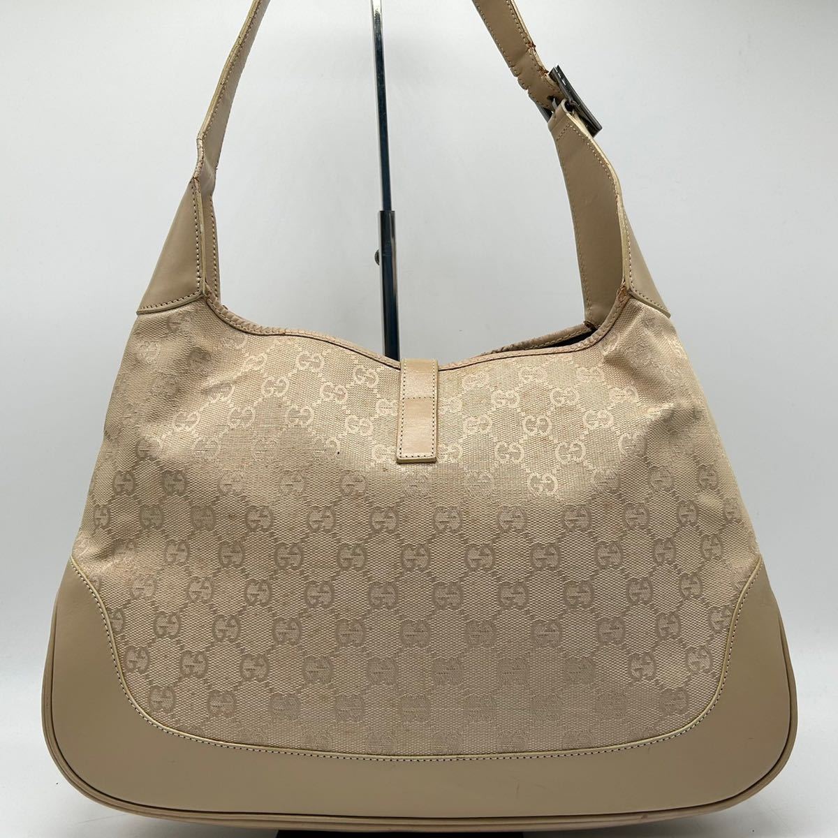 1円 希少モデル 大人気 グッチ GUCCI ハンドバッグ ショルダー ジャッキー GGキャンバス レザー 本革 肩掛け ホーボー レディース 鞄