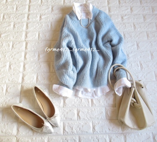 ユーズド★ユナイテッドアローズ BEAUTY&YOUTH★ふわふわモヘヤニットブルー★3点以上落札で宅急便送料無料!平日15時まで入金分当日発送可