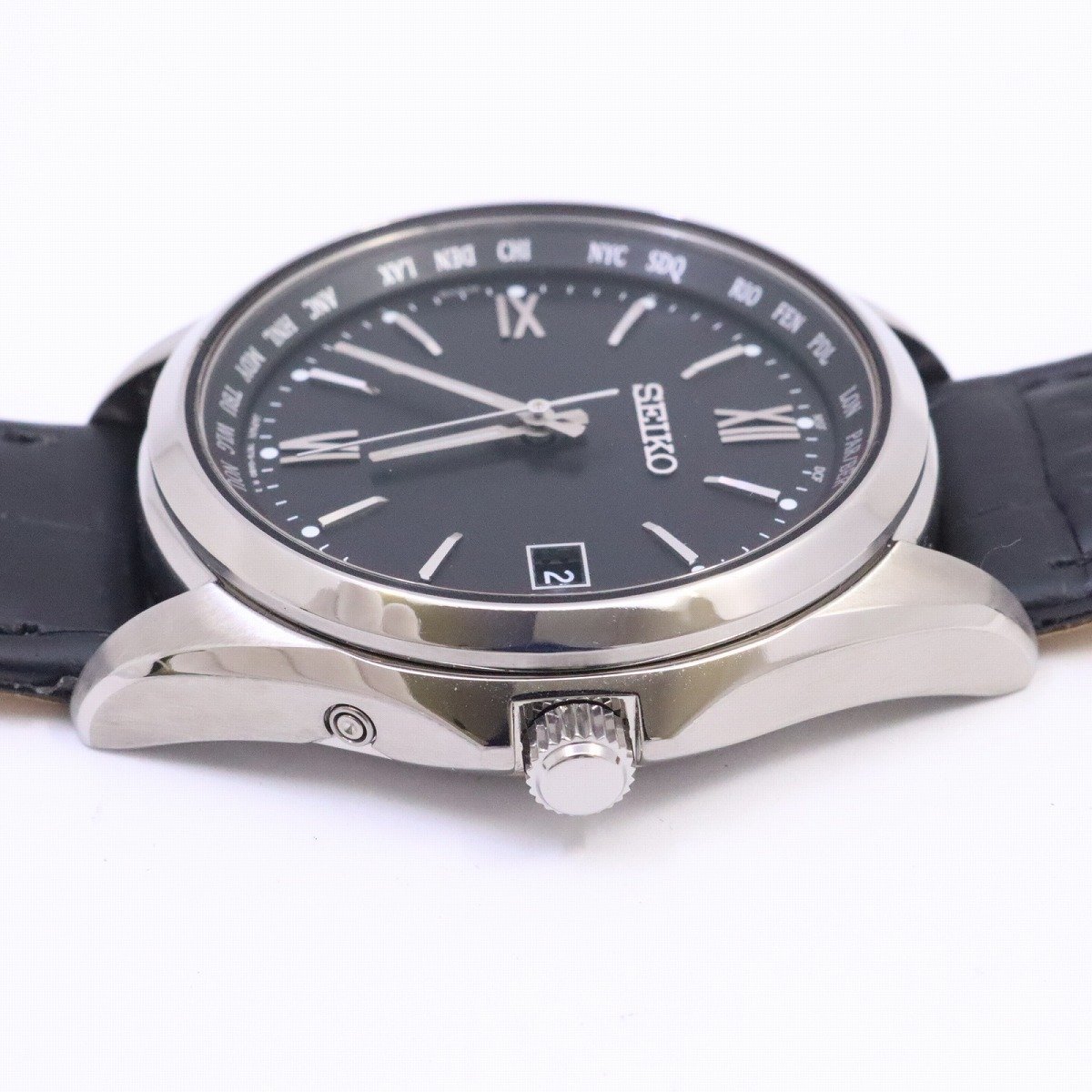 SEIKO 電波ソーラー 7B75-0AB0 チタン メンズ腕時計 革ベルト 美品】SEIKO セイコー セレクション ソーラー電波 メンズ 腕時計