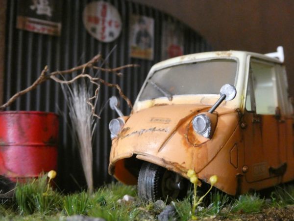 1/32 MAZDA K360 けさぶろう ジオラマ完成品 ケース付 草ヒロ 国産名車