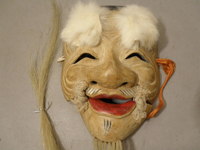 a11 竹本禹門 翁面 木彫 / 木製御面 飾面 神楽面 能面 狂言 伝統芸能