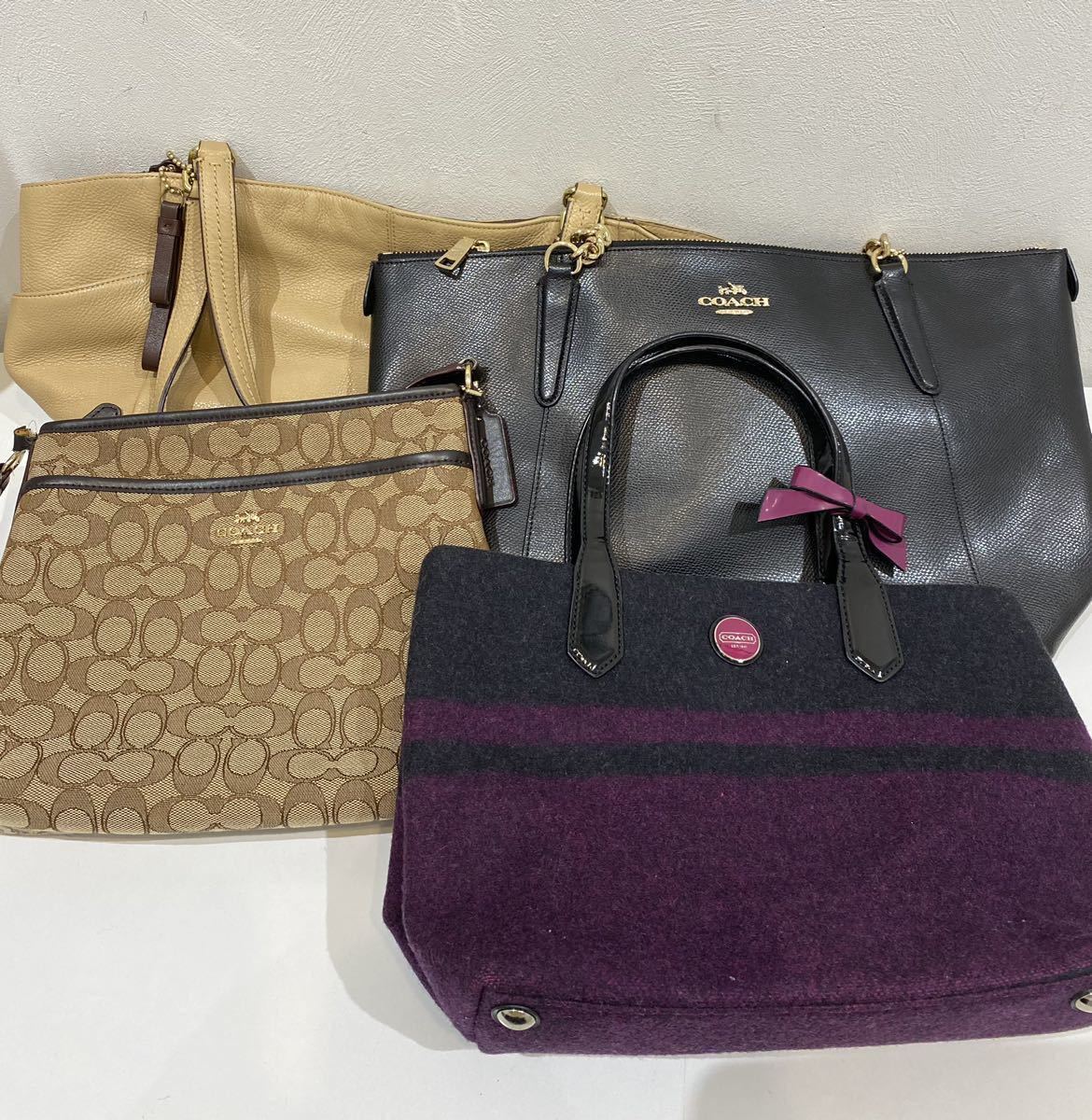 ☆【まとめ 4点】COACH バック ハンドバック チャームリボン ウール 