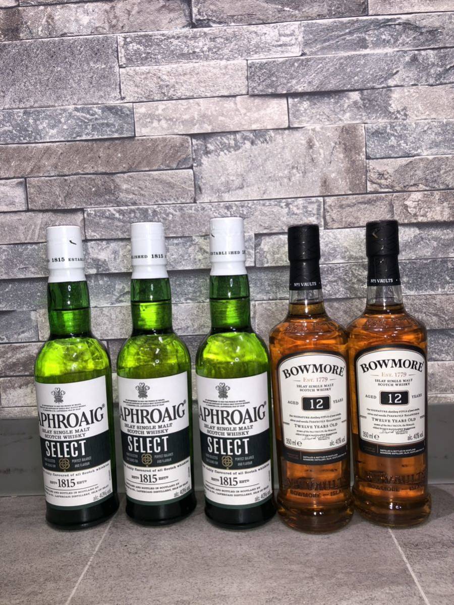 【数量限定，2026】 3 LAPHROAIG シングルモルト ウイスキー ラフロイグ セレクトカスク BOWMORE ボウモア 12年 5本セット 350ml 40% 未開栓(アイラ)｜売買されたオークション情報、yahooの商品情報をアーカイブ公開 - オ シングルモルト