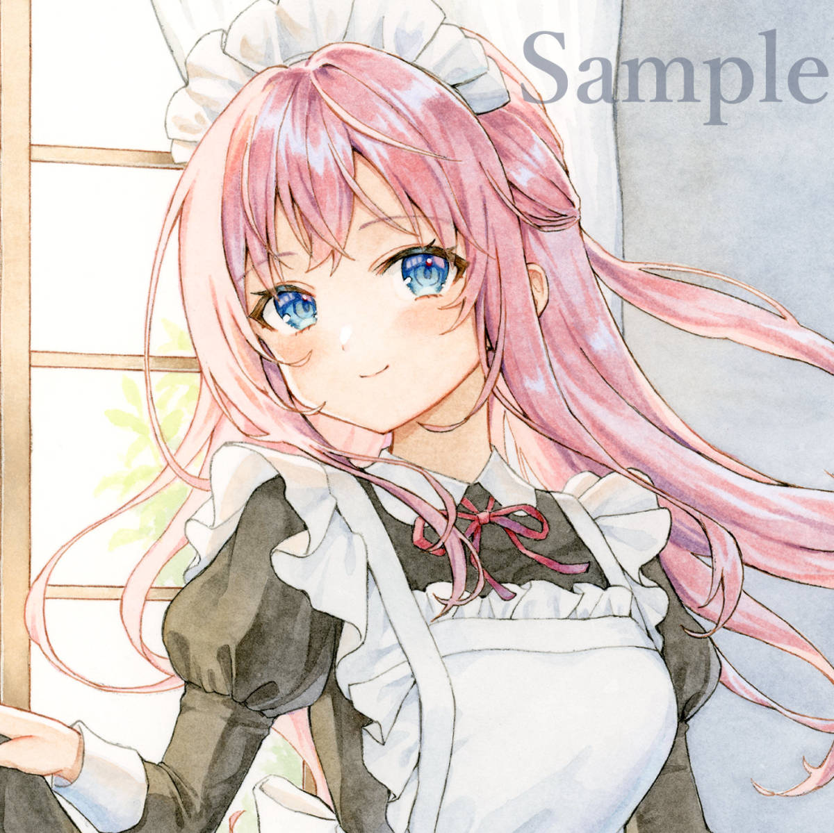 手描きイラスト ◇ご機嫌なメイドさん◇ 創作/A4/透明水彩/原画/水彩画