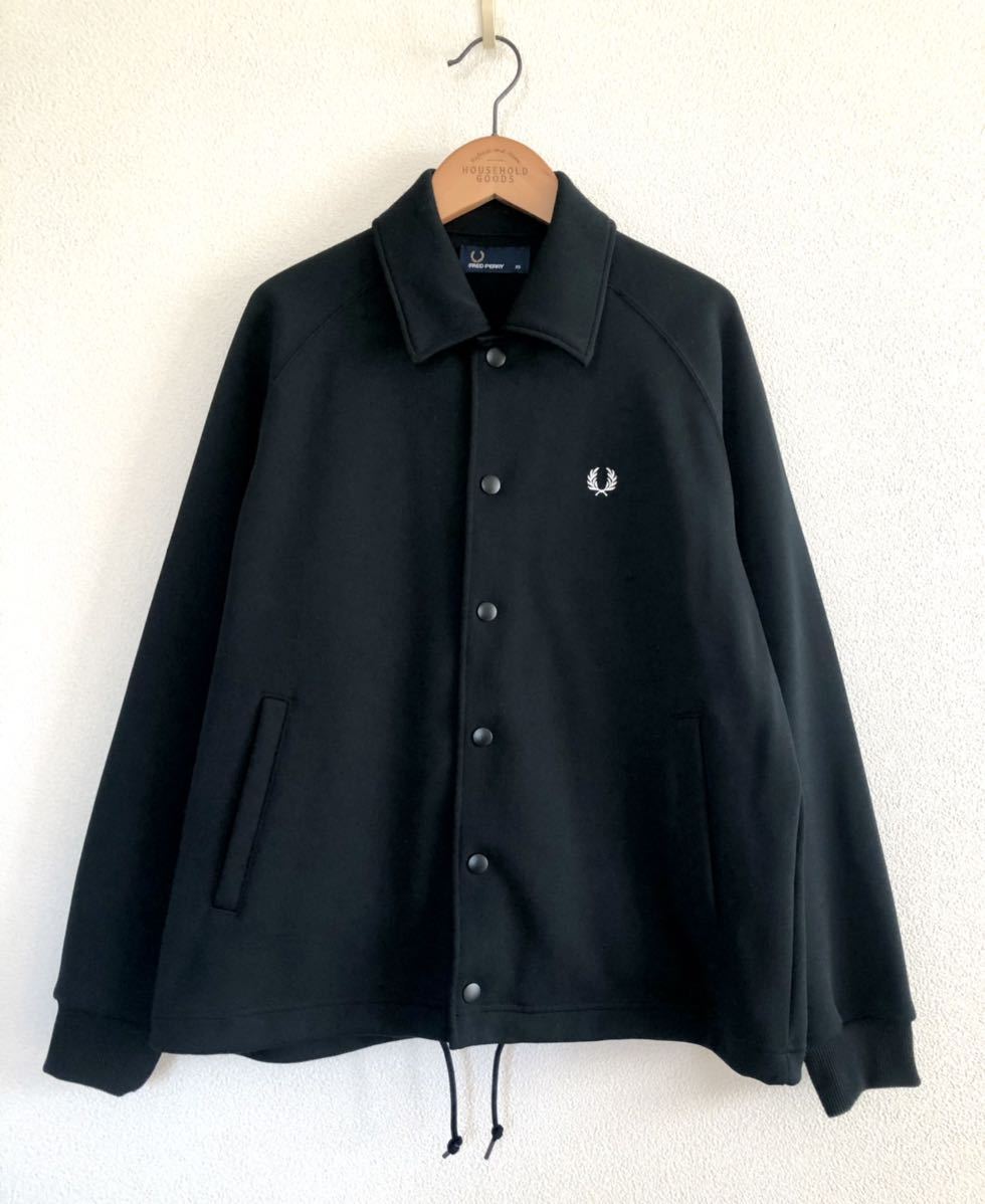 FRED PERRY フレッドペリー コーチ ジャケット　ジャージ素材 羽織　ブラック　黒 XS　ユニセックス 　日本製