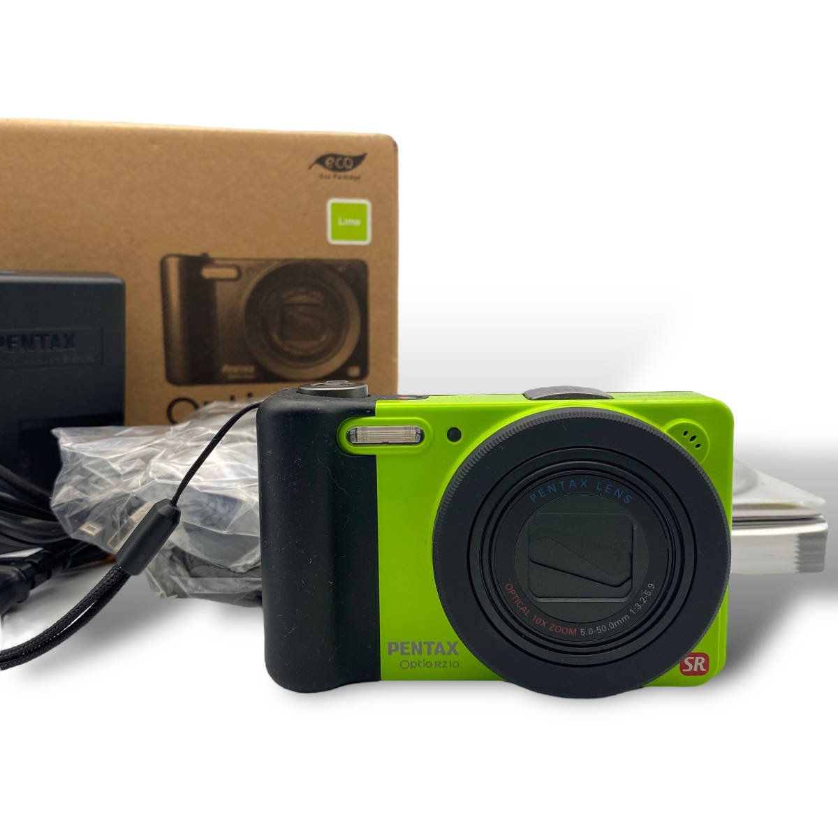 美品 ペンタックス PENTAX Optio RZ10 ライム コンパクトデジタルカメラ オプティオ 元箱・取説付属 コンデジ レトロ