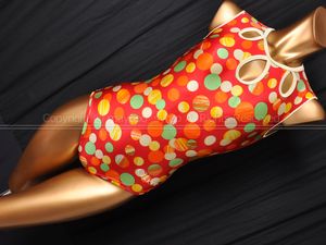 L1215-60★Chacott チャコット 胸元デザイン ノースリーブ体操レオタード ツルツル艶々レ