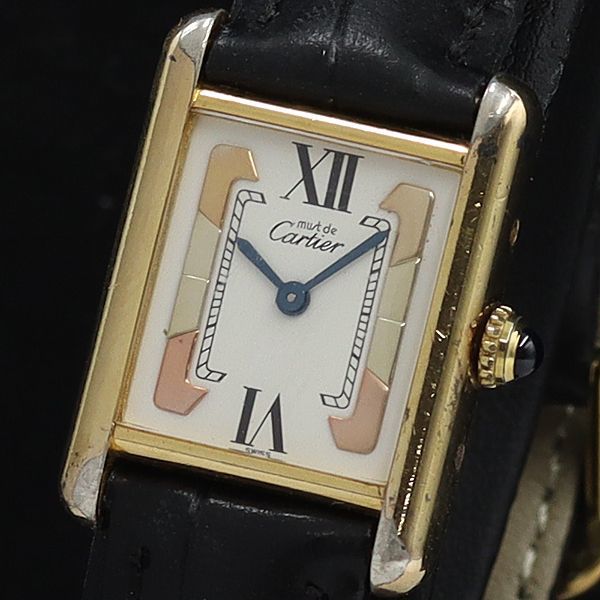 CARTIER】カルティエ マストタンク ヴェルメイユ SV925(GP)/レザー