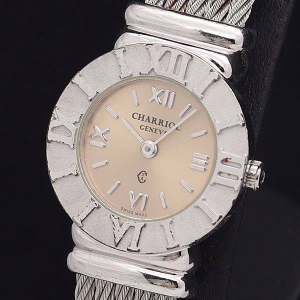 1円 稼働 良品 フィリップシャリオール QZ 028S サントロペ オレンジ文字盤 ローマン レディース腕時計 0662200NKG