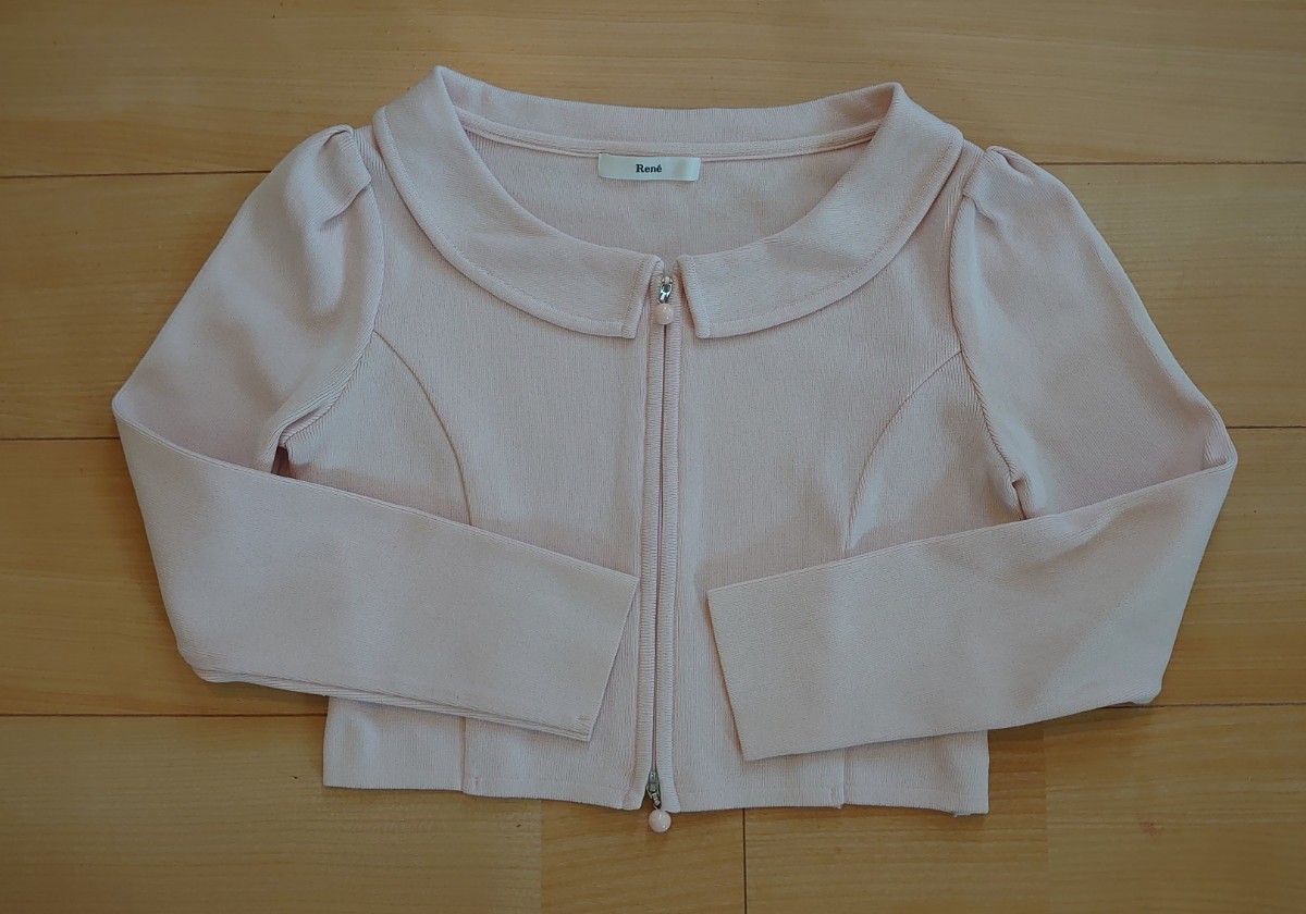 美品 Rene ルネ 襟付きジップボレロ カーディガン 34サイズ フォクシー 