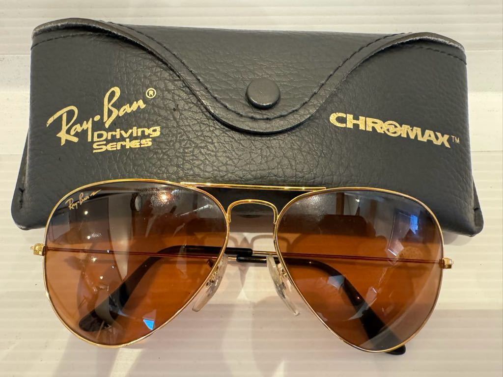 ボシュロム Ray-Ban Driving CHROMAX サングラス 美品 B&L レイバン クロマックス B-20 メタル 58mm USA RAY BAN
