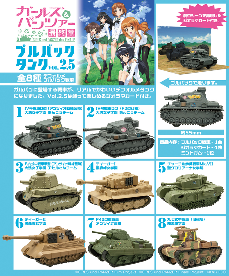 F-toys ガールズ＆パンツァー 最終章 ガルパン プルバックタンク Vol.2.5 10個入 １箱 未開封品