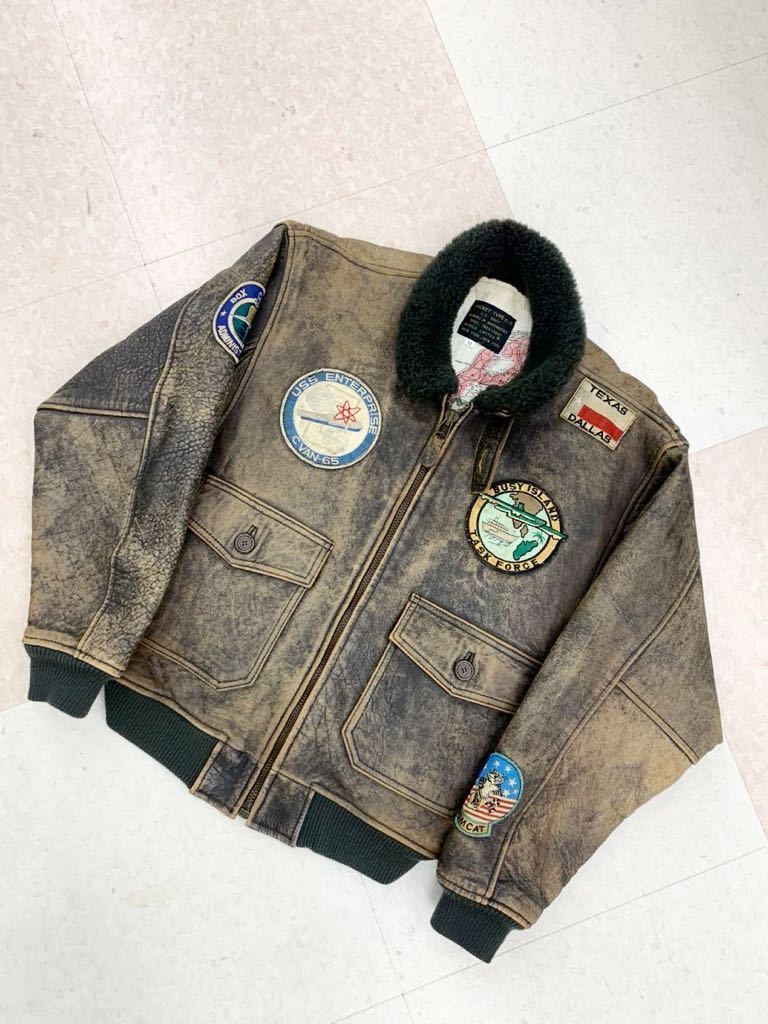 人気定番，100%新品 AVIREX アヴィレックス TYPE G-1 革 フライトジャケット ヴィンテージ レザー TOP GUN ブラウン サイズM 地図柄 メンズ(Mサイズ)｜売買されたオークション情報、yahooの商品情報をアーカイブ公開 - 男性用