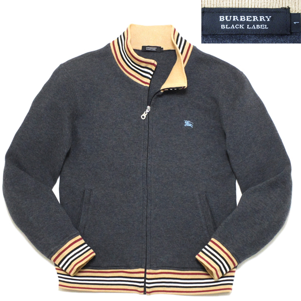 廃盤レア♪ BURBERRY BLACK LABEL バーバリー 上質 起毛コットン地☆ トラック ジャケット ! 三陽商会 ジャージ 英国 ブラックレーベル