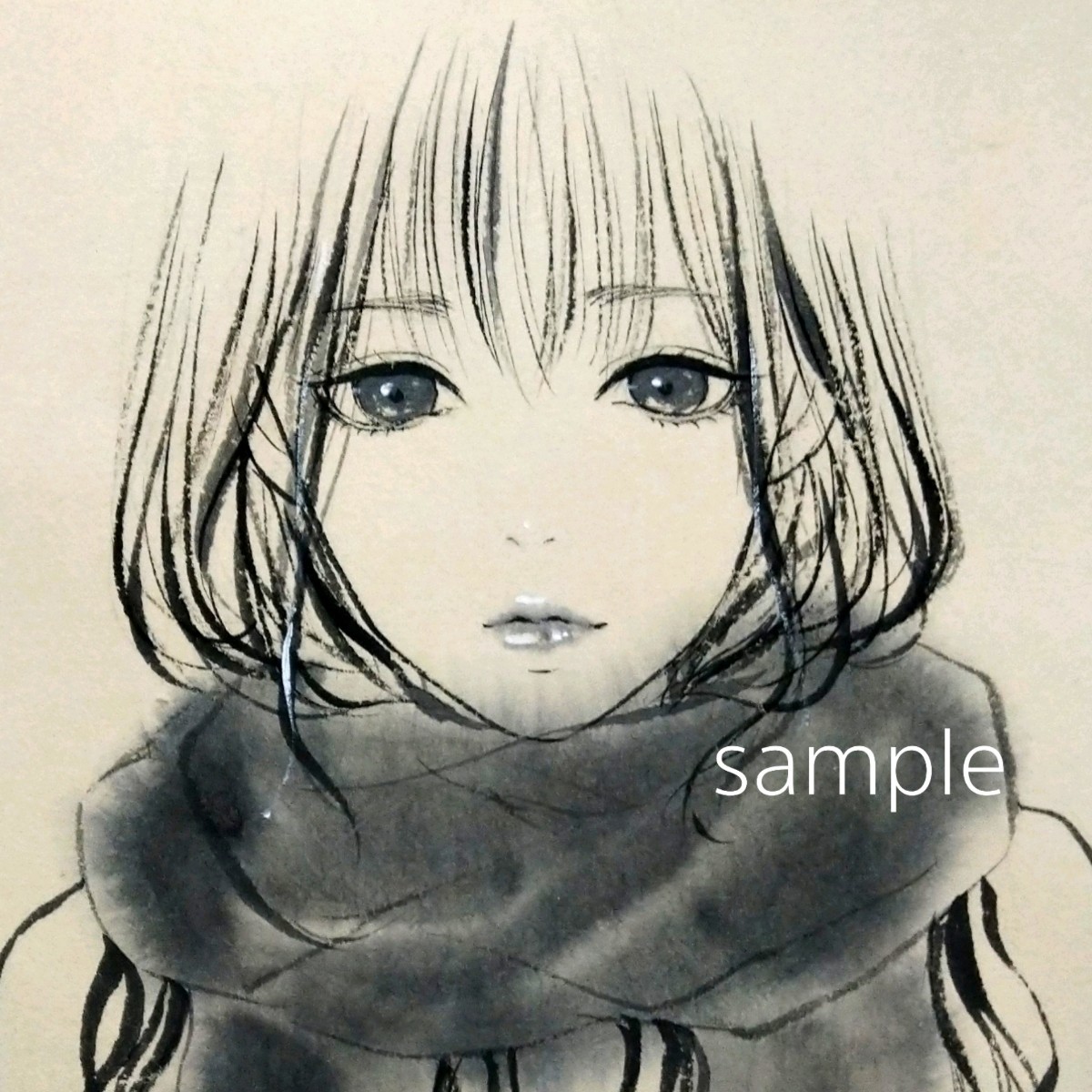 肉筆原画 ドローイング 水墨画 美人画 ヌード グラビア 墨絵 水墨画