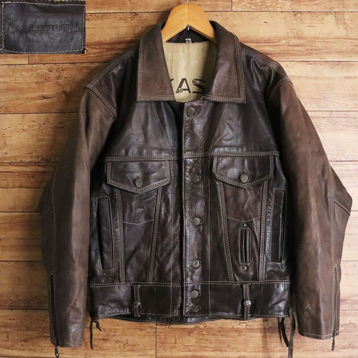 A12S/S5.29-1 AKASO アカソ 本革 レザージャケット ジージャンタイプ 