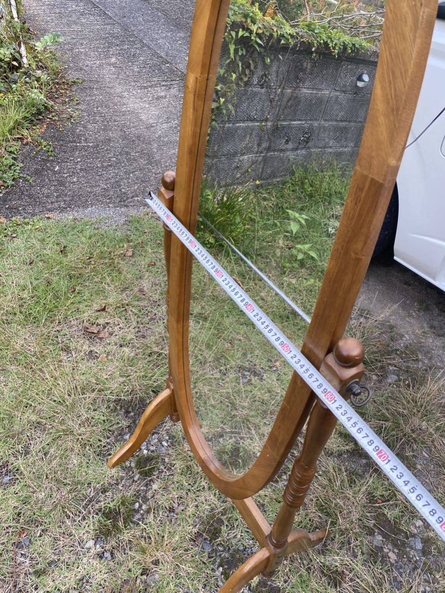 アンティーク調 木製 立て鏡 楕円形 ブラウン 茶色 洋風 全身鏡
