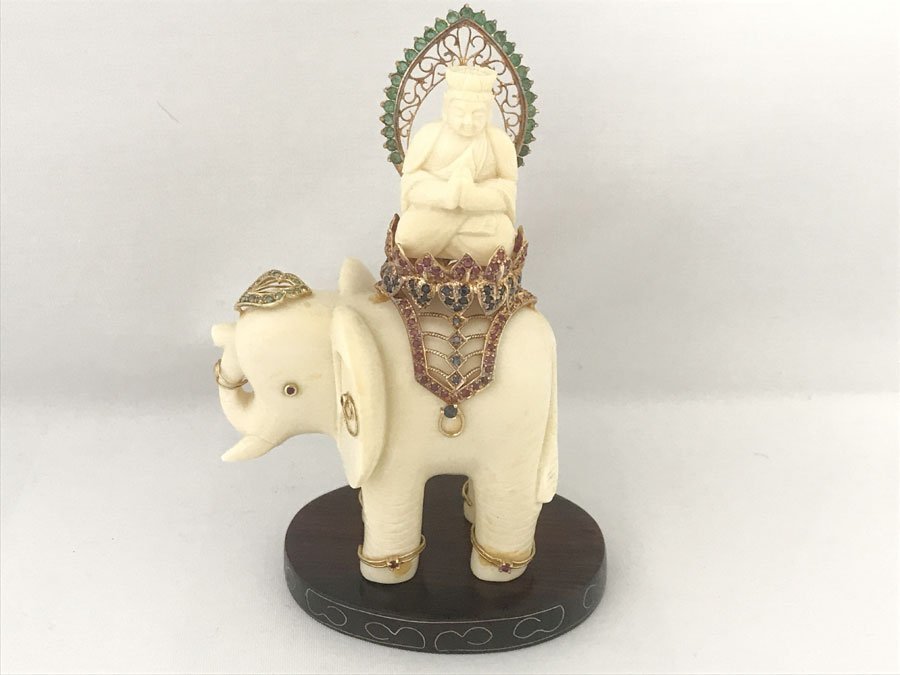 象牙風 オブジェ 全長約600㎜ 約4.5㎏ 置物 仏像 観音様 骨董品