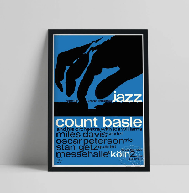 G2496 音楽 JAZZ ジャズ ビンテージ 広告 ミッドセンチュリー モダン キャンバスアートポスター 50×70cm イラスト 海外製 枠なし 