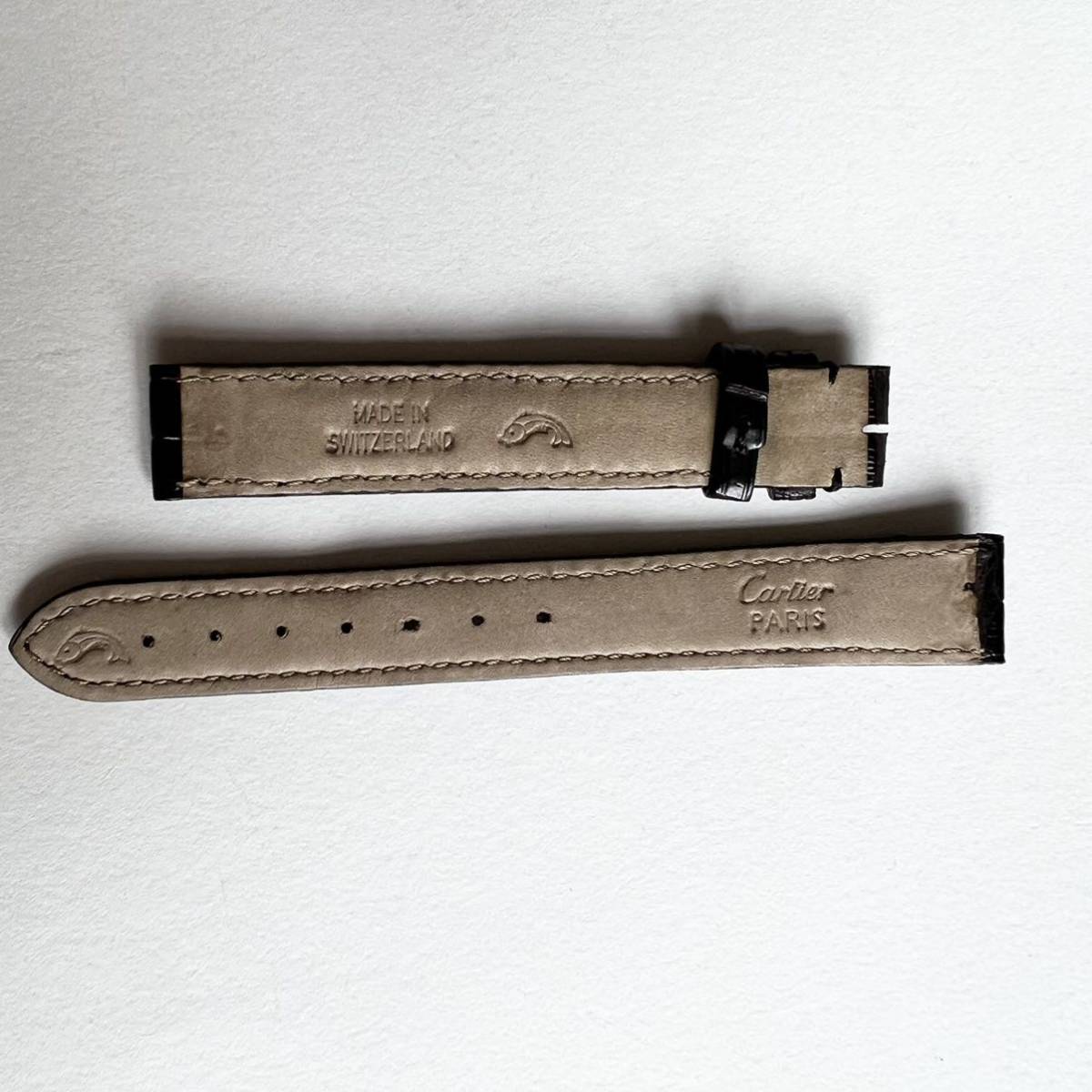 未使用 15mm カルティエ レザーベルト 革ベルト 純正 スイス製 ワニ革