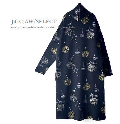 Jill.C*［新品］ 送料185円 伸縮◎リラクシーな着心地*可愛らしい北欧風プリント*プルオーバー*チュニック*ワンピース3665.ブラック