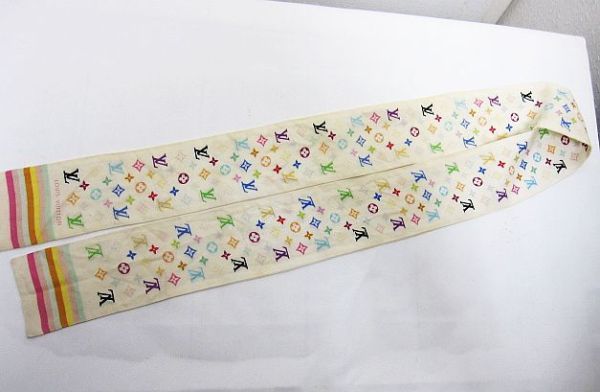 【激安大特価，低価】 ルイヴィトン LOUISVUITTON モノグラム リボン スカーフ ホワイト 6.5&times;120cm アイボリー/マルチカラー 管理番号L27434YER-231031-1K(その他)｜売買されたオークション情報、yahooの商品情報をアーカ 服飾小物