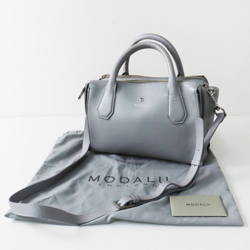 美品 スピックアンドスパン購入 モダルー MODALU 2WAY スクエアバッグ /グレー ショルダー ハンドバッグ【2400013592611】