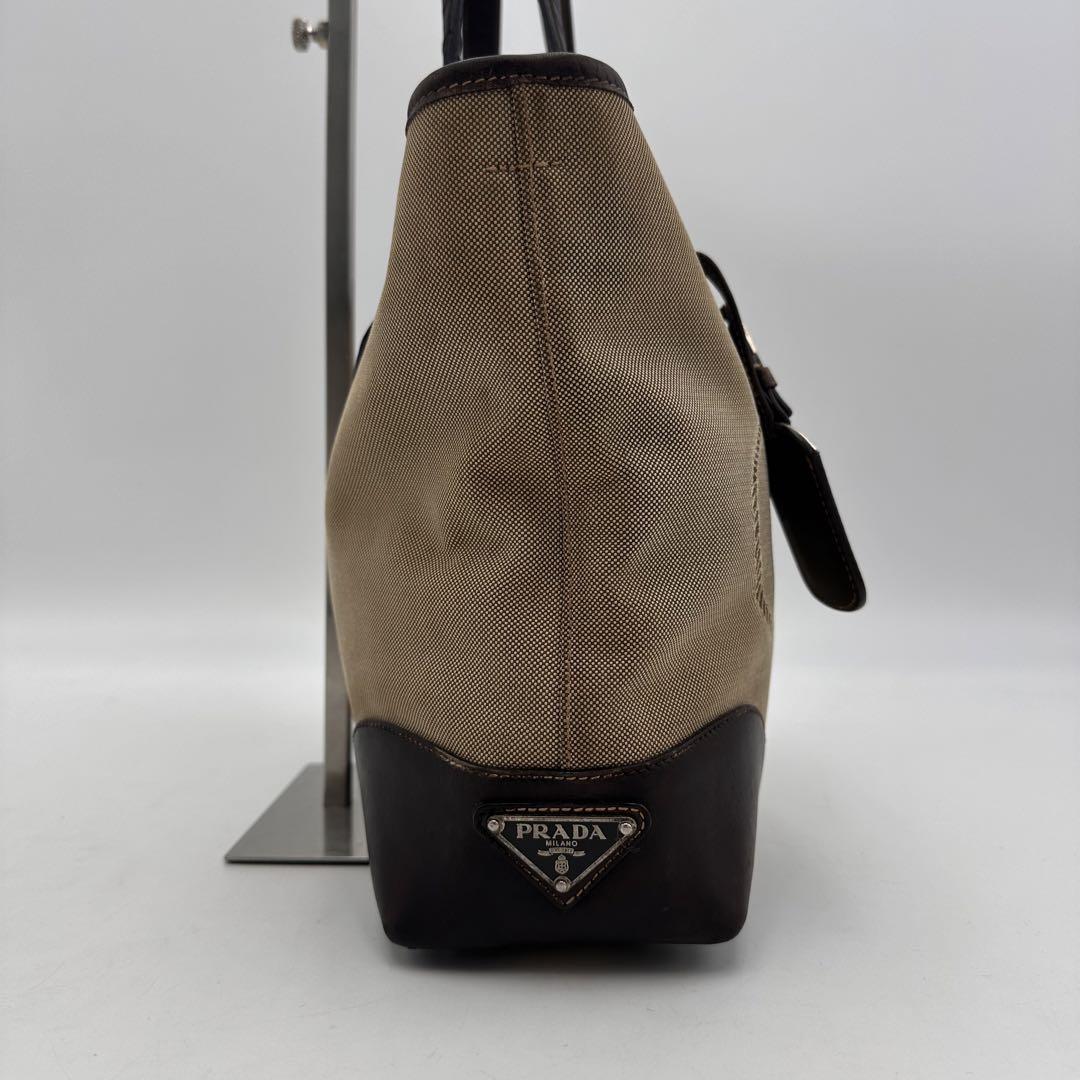 PRADA プラダ トートバッグ ジャガード ブラック×ブラウン 美品 PRADA プラダ トートバッグ 2way ロゴジャガード ブラウン