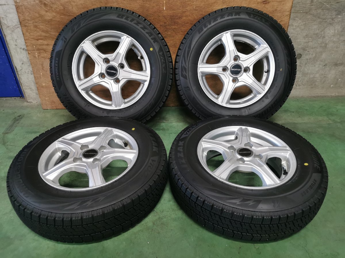 BALMINIUM 15インチ PCD100 4穴　ホイールセットスタッドレス付 ホイール極上品BRIDGESTONE BALMINUM(バルミナ)15インチ 4本SET 5.5J +