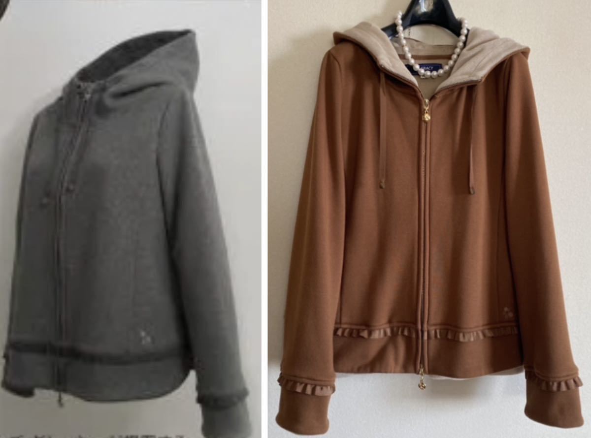 ◆エムズグレイシー◆美品綺麗♪2019インスタ掲載♪ 小さなフリルが可愛い！お花刺繍 ボンバーヒートハーフコート 38◆キャメル