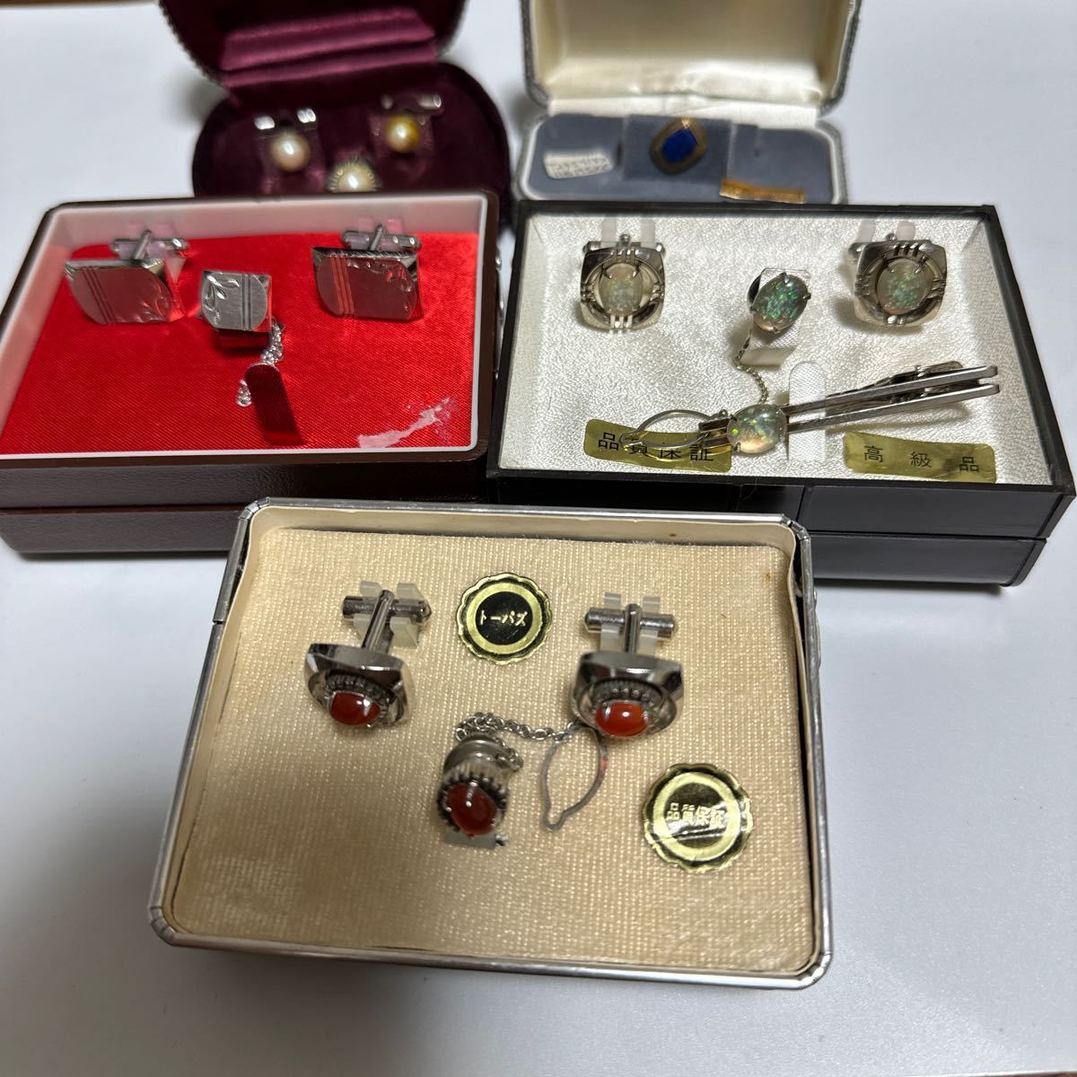 1円〜 カフスボタン タイピン ネクタイピン 高級品 トパーズ 真珠 