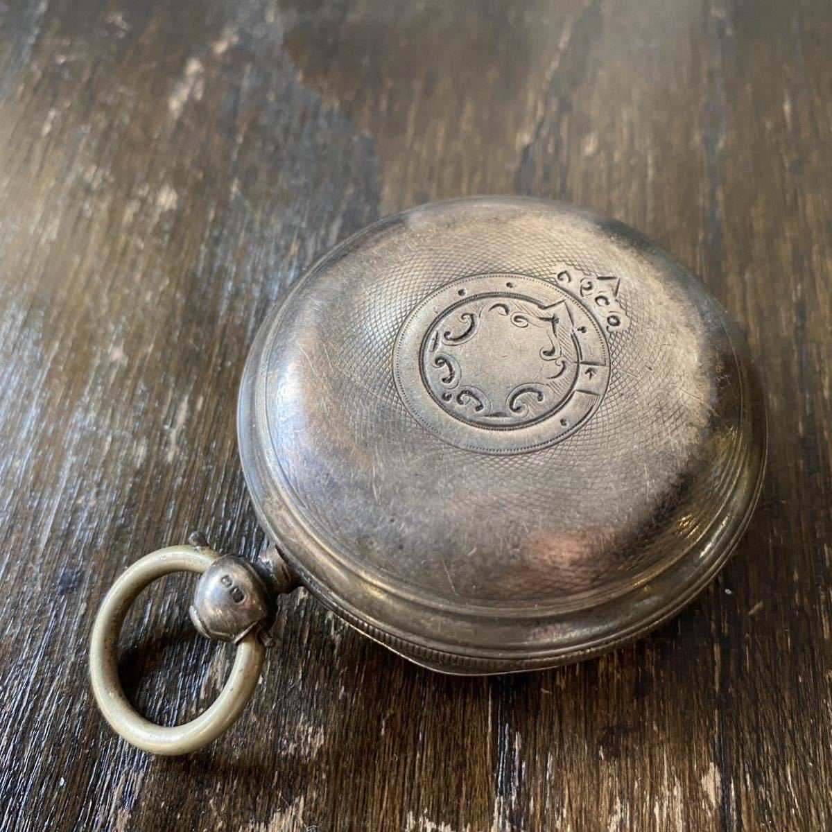 1893年 英国製 大型ハンターケース鎖引き懐中時計 銀無垢123g 【公式通販】