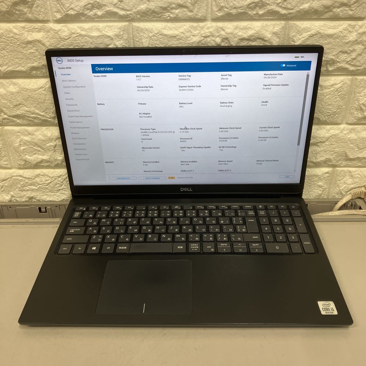 M133 DELL vostro 5590 P88F Core i5 10210U メモリ8GB ジャンク