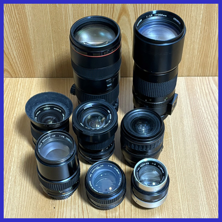 中古◆カメラレンズ◆8点まとめて◆MINOLTA f=300mm/f=135mm/f=28mm/他◆カメラ/光学機器◆一眼カメラ用◆ジャンク◆ZR1124