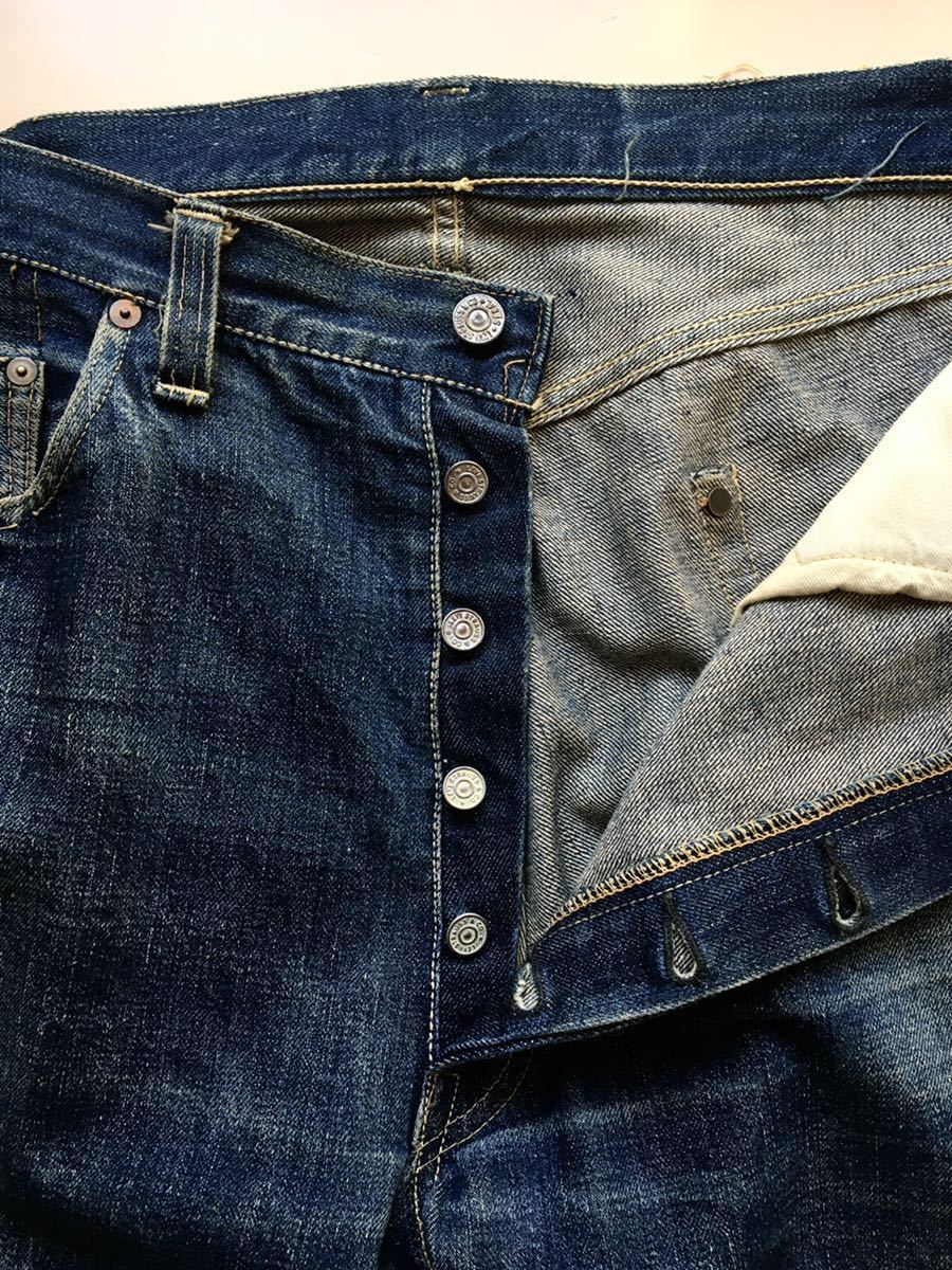 501XX 片面 47モデル 33×30 40年代 革パッチ真紺 - リーバイス Levi's 革