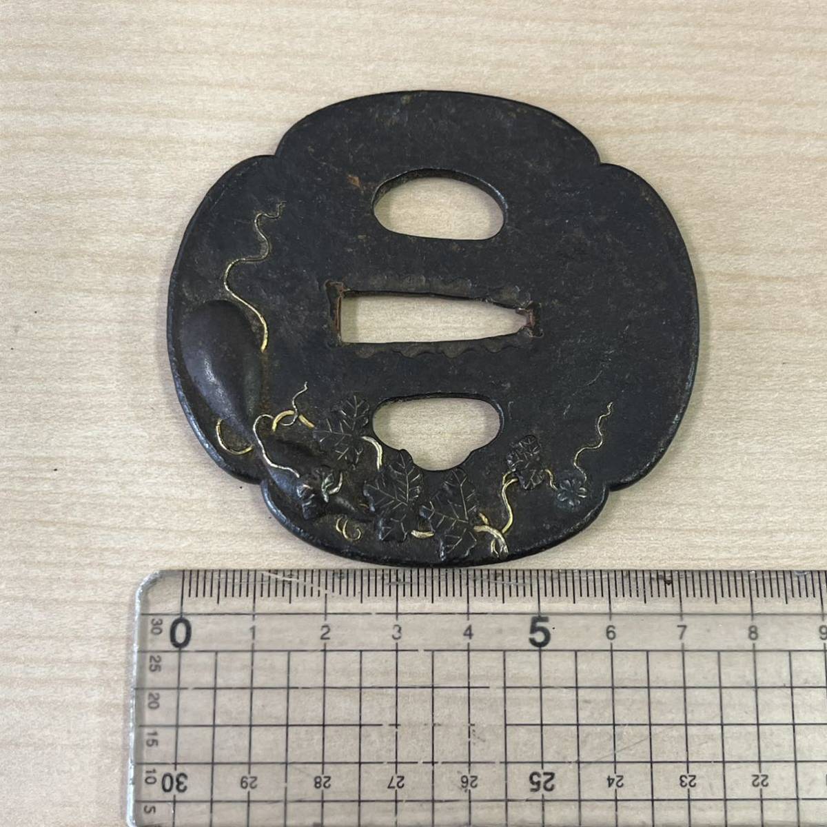 刀鍔 鐔 若芝 在銘 骨董 アンティーク 時代物 刀装具 日本刀 刀鍔 鐔