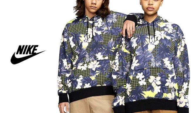 NIKE SBナイキ エスビー/プリンテッド スケートボードパーカーL/フラワーxチェック総柄 スウェット プルオーバーフーディ/メンズCI6455-010