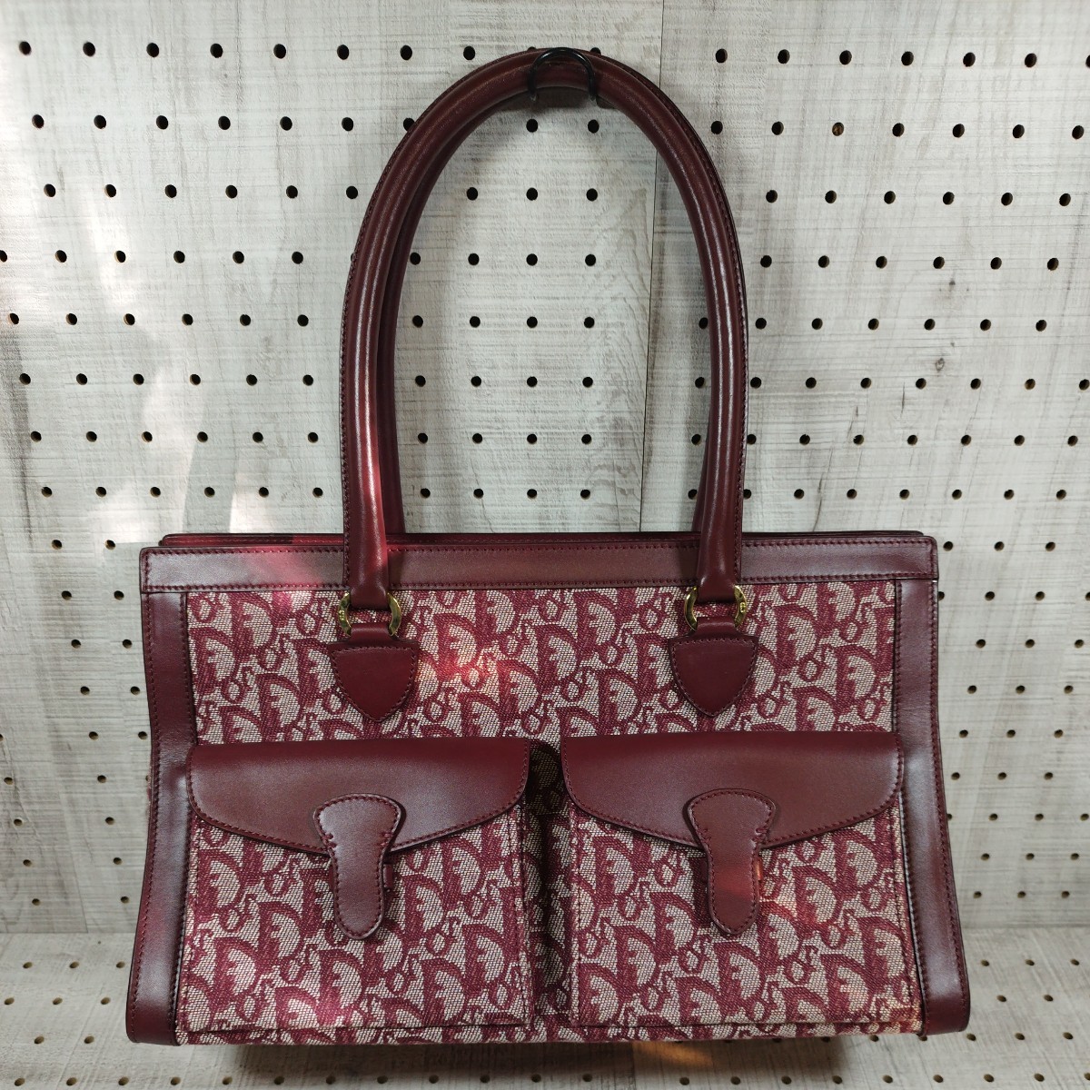 Christian Dior ヴィンテージ トロッター トートバッグ レッド 1円 