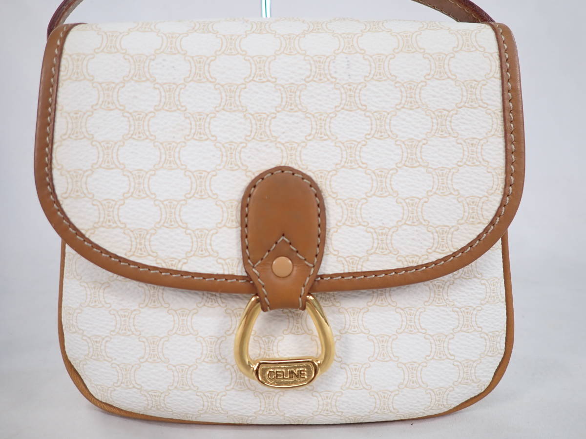 CELINE セリーヌ ショルダーバッグ M08 マカダム柄 ホワイト系 