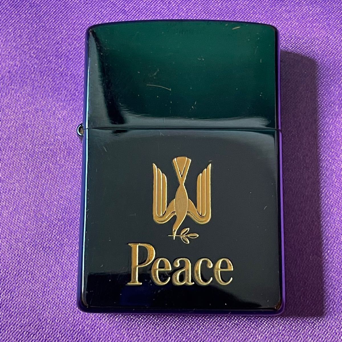 Zippo Peace ピース ブルー チタン ネイビー系 1999年製 ジッポー 