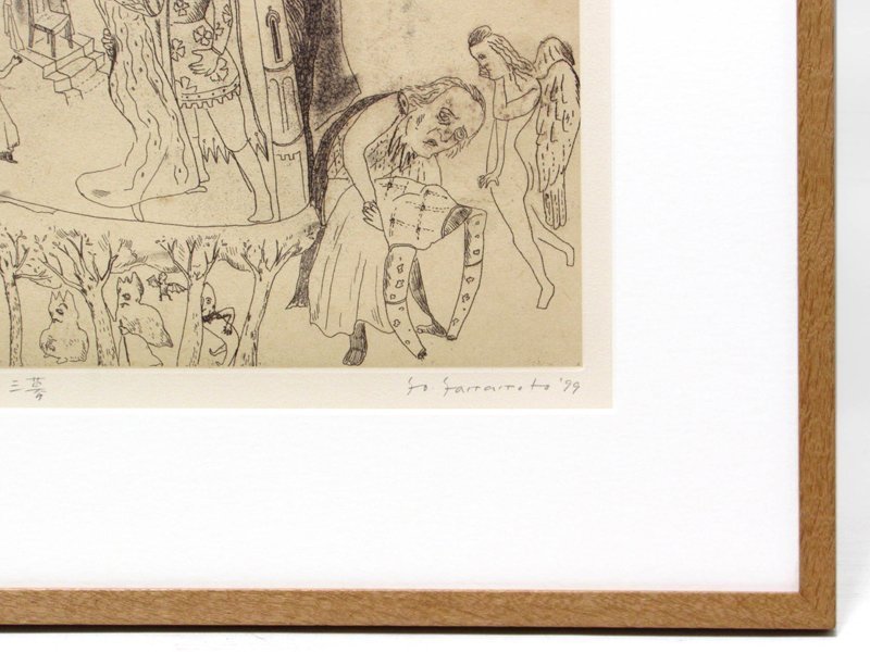 AA山本容子 銅版画「GENTLE」カ−テンは高潔な彫刻家 自筆サイン 限定